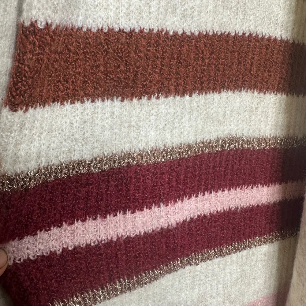 Retrology Open Cardigan M Long Colorful Gold Tan Pink Cozy Holiday Winter Knit